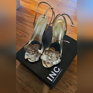 INC International Concepts Women's Gold Floral Sandals